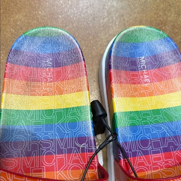 Michael Kors Rainbow  Slide Sandals 10 - Picture 3 of 5